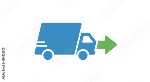 Fast delivery service truck icon with arrow showing direction, symbolizing logistics solutions for e-commerce businesses and freight, originally a scalable graphic