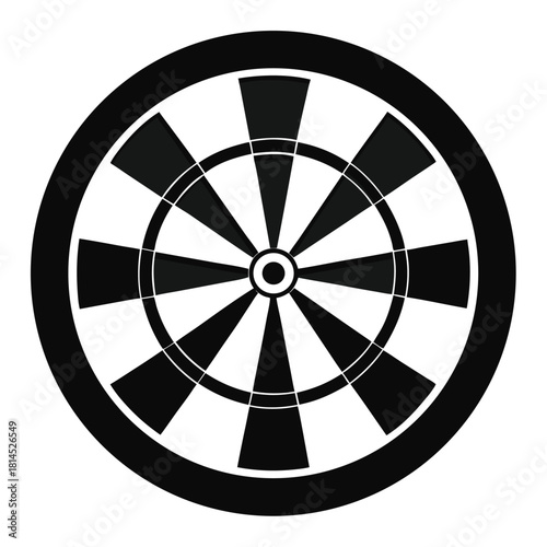 dartboard target black and white silhouette on white background