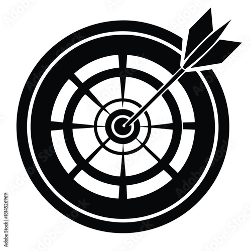 dartboard target black and white silhouette on white background