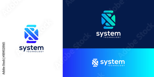 Letter S digital connection logo design ideas. Vector of technology network system icons symbols.