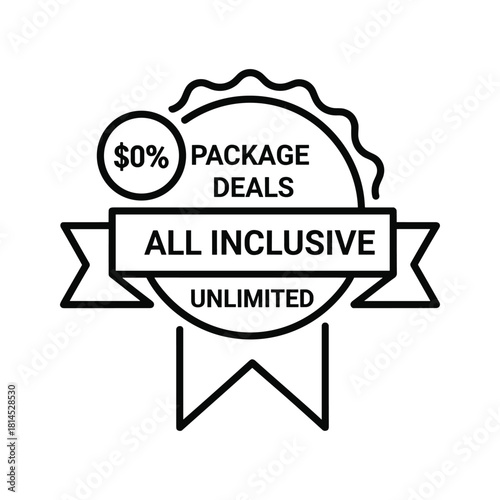 Illustration of a package deal badge with a thick outline, isolated on, promotion