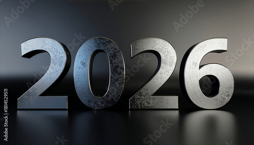 2026 baner new year dark 3d text 