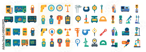 Colorful measurement and testing instruments collection