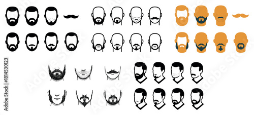 Various beard and mustache styles illustration