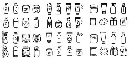 Hand-drawn cosmetic icons collection