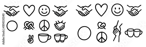 Simple line icons of friendship symbols