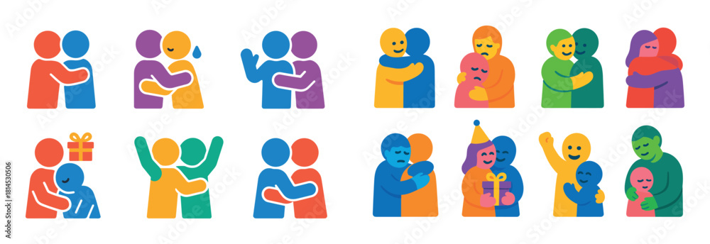Obraz premium Colorful Hug Icons