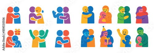 Colorful Hug Icons