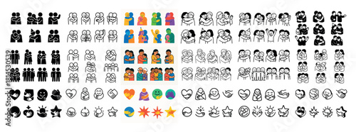 Diverse people and emotions icons