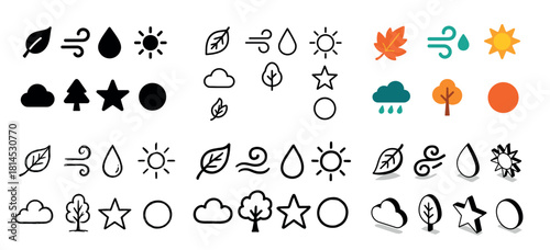 Minimalist weather and nature icons