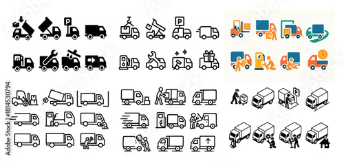 Diverse truck icons collection
