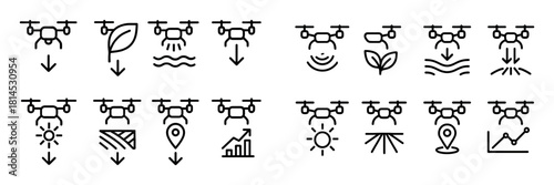 Agricultural Drone Icon Set