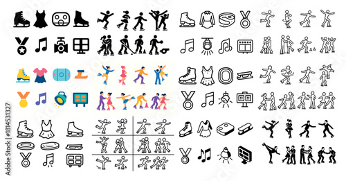 Diverse dance and sports icons collection