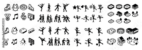 Winter sports and symbols icons set