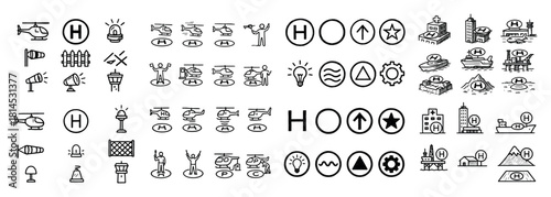 Helicopter icons and symbols collection