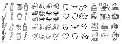 Dental care icons and illustrations