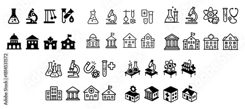 Educational science and building icons
