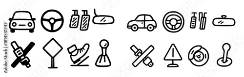 Driving School Doodle Icons