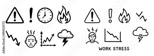 Work Stress Icons Grid