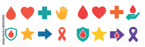 Colorful Blood Donor Icons