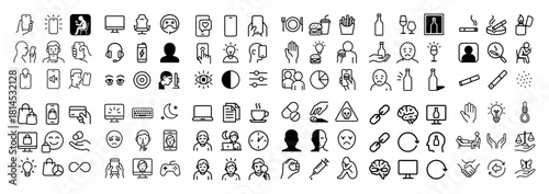 Variety of line art icons collection