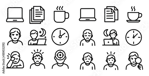 Work Addiction Icons