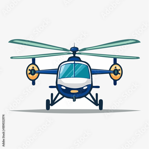 blue helicopter with rotor blades