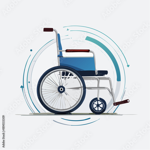 Blue wheelchair with circular motion elements