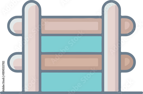 Wooden fence section vector illustration in pastel colors for garden or property boundary