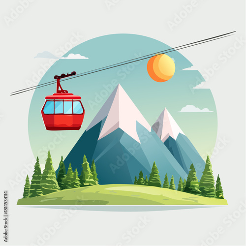 Cable car in a mountain landscape