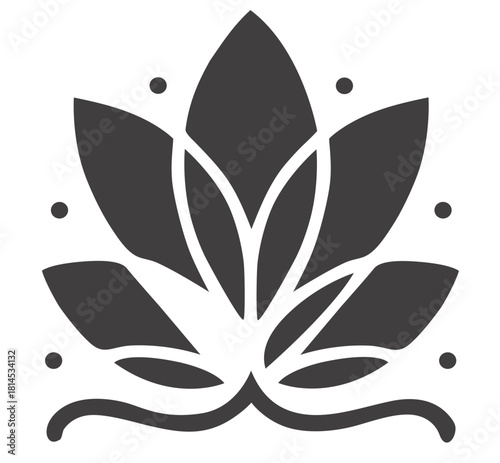 Lotus flower silhouette logo. Set black lotus symbol isolated on white background. Vector illustration.