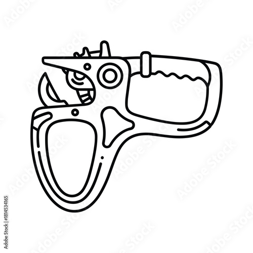 Line art icon of a climbing rope ascender device for mountaineering and safety isolated on