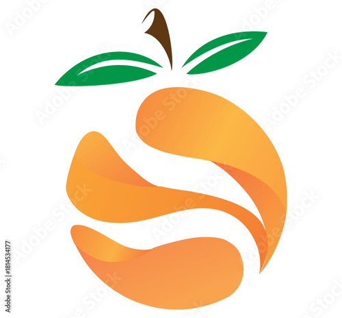 Fresh Orange fruit Logo. Vector illustration.