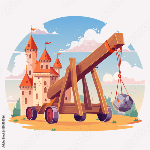 Catapult and castle assault scene