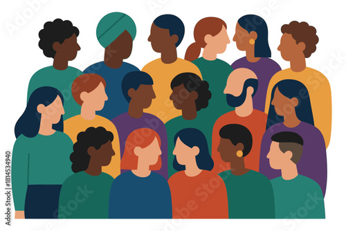 Diversity illustration. Group of diverse people standing together. Diversity concept vector illustration.