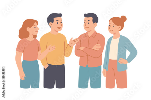 People talking. Group of people communicating and standing. Conversation and discussion vector illustration.