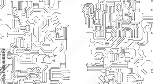 Digital technology concept. Top view of electronic motherboard as background. Illustration. 