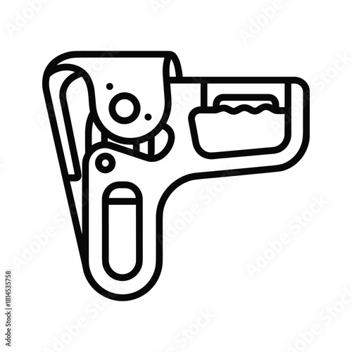 Outline icon of a rope ascender device for climbing or mountaineering, isolated on