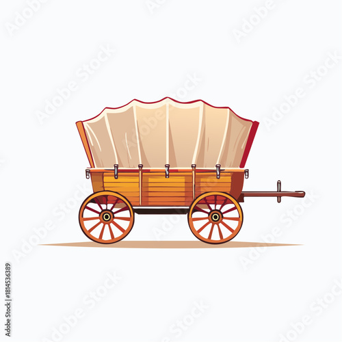 Covered wagon on white background