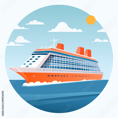 Cruise ship sailing on blue ocean water