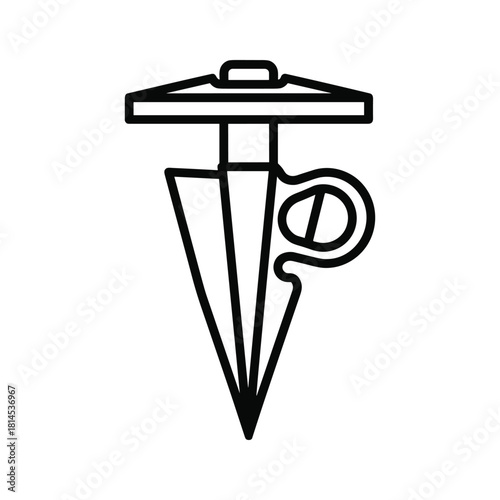 Black and white line art icon of a plastic automotive trim clip fastener, isolated on