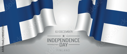 Finland happy independence day greeting card, banner with template text vector illustration