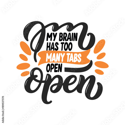 Humorous Brain Overload Graphic Design for T-Shirt