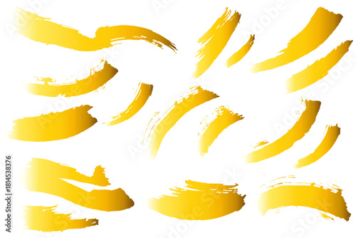 和風素材　筆で描かれた金色の線のイラスト　ベクター