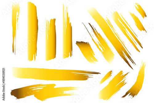 和風素材　筆で描かれた金色の線のイラスト　ベクター