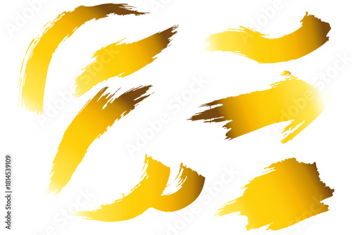 和風素材　筆で描かれた金色の線のイラスト　ベクター