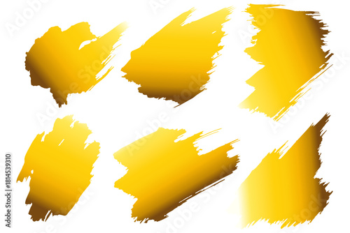 和風素材　筆で描かれた金色の線のイラスト　ベクター