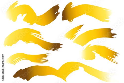 和風素材　筆で描かれた金色の線のイラスト　ベクター