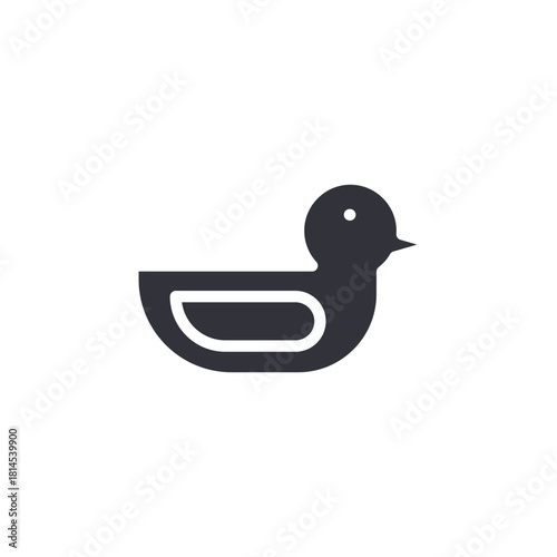 A classic rubber duck icon representing playful bath time accessories commonly used for infant entertainment and safety.