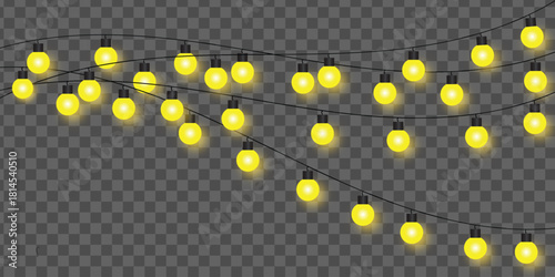 Outdoor Celebration, Festive String Lights, Backyard Gathering, Graphic Design, Evening Ambiance, Aesthetic Perspective, Warm Glow